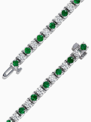 Effy Brasilica 14k White Gold Emerald And Diamond Tennis Bracelet, 4.78 Tcw