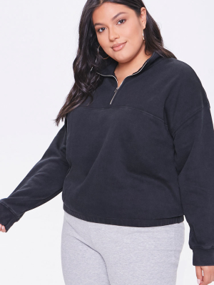 Plus Size Fleece Half-zip Pullover