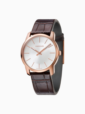 City Brown Leather Watch