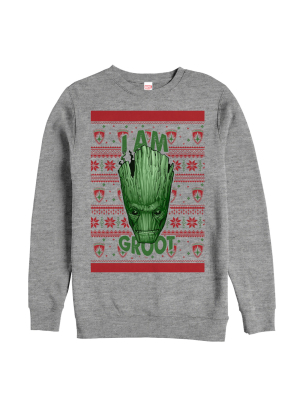 Men's Marvel Ugly Christmas Guardians Of The Galaxy Groot Portrait Sweatshirt