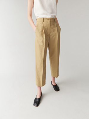 Cotton-linen Pants With Pressfolds