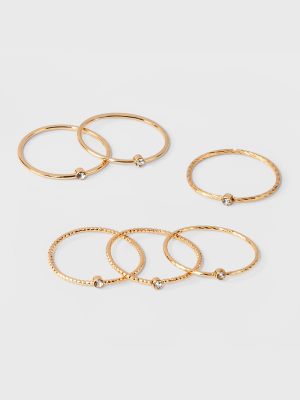 Clear Stone Set Of Six Rings - A New Day™ Gold/clear