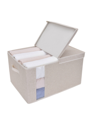 Storageworks 65l Fabric Storage Bin Lid And Window Sandstone