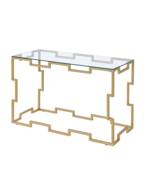 Hallenbeck Contemporary Sofa Table Gold - Iohomes