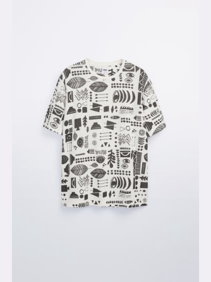 Printed Cotton Linen Blend T-shirt