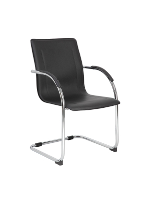 Set Of 2 Vinyl Side Chair Black/silver - Boss Office Products