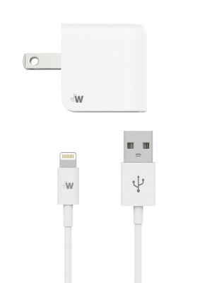 Just Wireless 2.4a/12w 1-port Usb-a Wall Charger With 5ft Tpu Lightning To Usb-a Cable