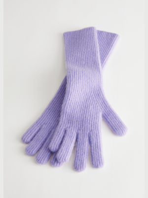 Fuzzy Ribbed Knit Gloves