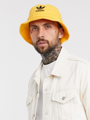 Adidas Originals Washed Bucket Hat In Yellow