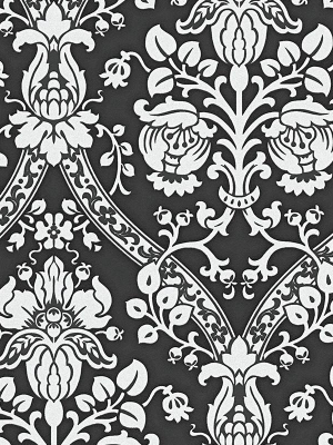 Classic Baroque Wallpaper In Black, White, And Metallic Design By Bd Wall