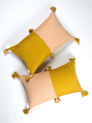 Archive New York Ochre & Blush Colorblocked Antigua Pillow