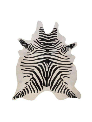 Zebra Off White Animal Print Cowhide