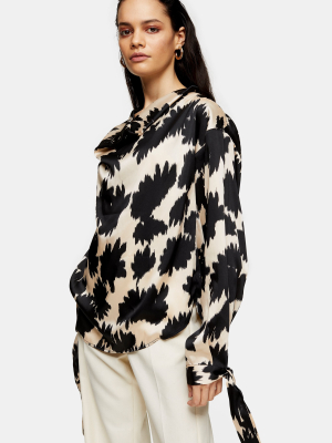 **black Floral Print Cowl Neck Blouse By Topshop Boutique