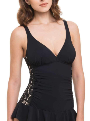 Profile By Gottex Allure Skirted One Piece In Black E846-2d05-001