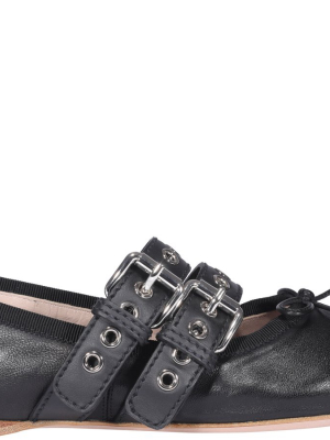 Miu Miu Buckle Detail Ballerina Shoes