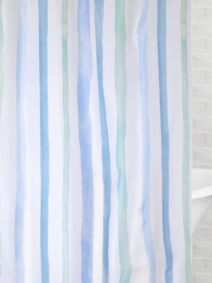 The Watercolor Stripes Shower Curtain