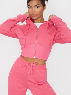 Hot Pink Zip Up Bustier Hoodie