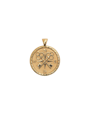 Forever Jw Small Pendant Coin In Solid Gold