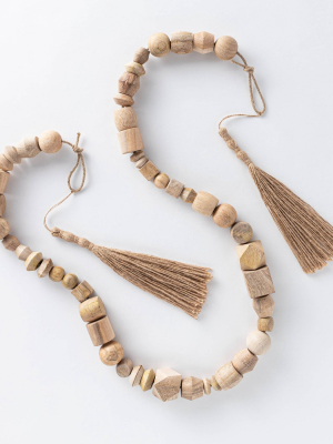 96" Decorative Wooden Bead Garland Natural - Threshold™ Designed With Studio Mcgee