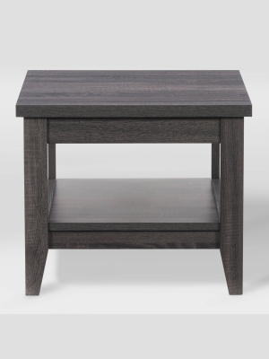 Hollywood Side Table With Shelf Dark Gray - Corliving