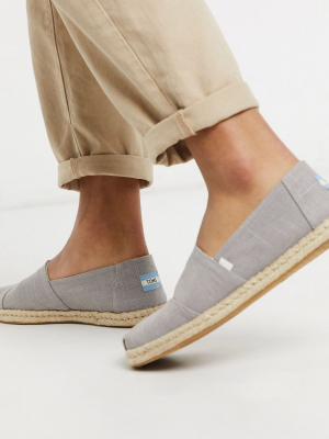 Toms Espadrilles In Gray Linen With Rope Detail