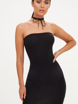 Black Jersey Bandeau Bodycon Dress