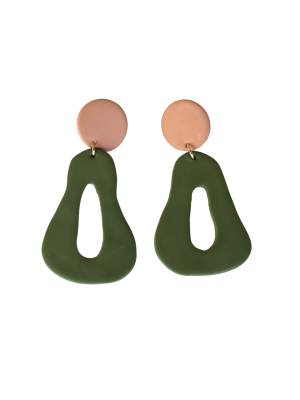 Clay Hourglass Hoops Blush/olive