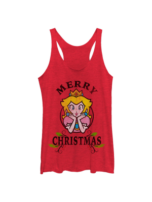 Women's Nintendo Christmas Princess Peach Racerback Tank Top