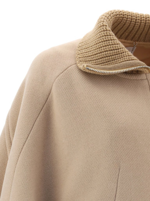 Chloé Ribbed-neck Zip Up Cape