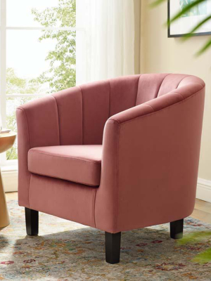 Katie Channel Tufted Upholstered Velvet Armchair