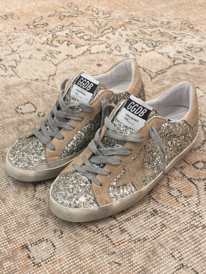 Golden Goose Super-star Glitter Upper Suede Star And Heel