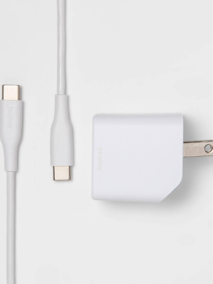 Heyday™ 2-port Usb-a & Usb-c Wall Charger (with 6' Usb-c To Usb-c Cable) - Matte White