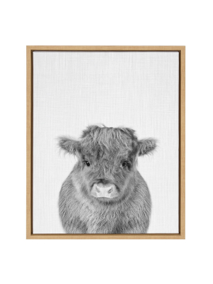 18" X 24" Sylvie Baby Cow Framed Canvas By Simon Te Tai Natural - Kate And Laurel