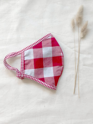 The Reversible Face Mask. -- Red White With Chambray Reverse