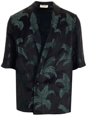 Saint Laurent Palm Trees Jacquard Satin Shirt