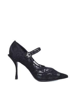 Dolce & Gabbana Mary Jane Stretch Lace Pumps