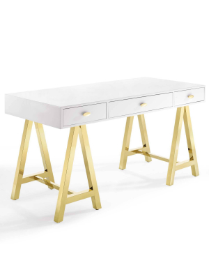 Jettison Office Desk Gold/white - Modway