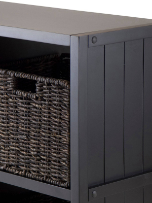 10pc 3x3 Timothy Set Storage Shelf With Folding Fabric Baskets Black - Winsome