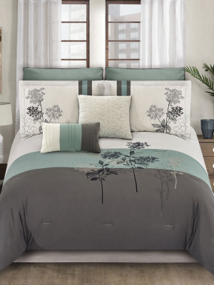 8pc Emilie Comforter Set Blue & Gray - Riverbrook Home