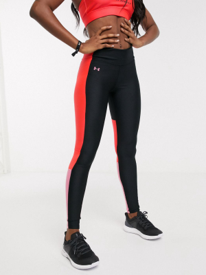 Under Armour Training Perforated Insert Leggings In Black And Pink