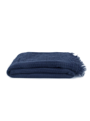 Simple Linen Throw Navy