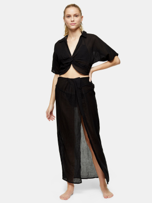 Black Long Sarong Skirt