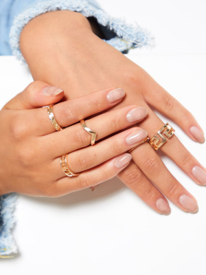 Gold Roman Multi Shape Five Set Ring Pack