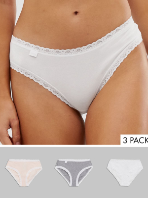 Sloggi 24/7 Weekend 3 Pack Cotton Briefs In White Combination