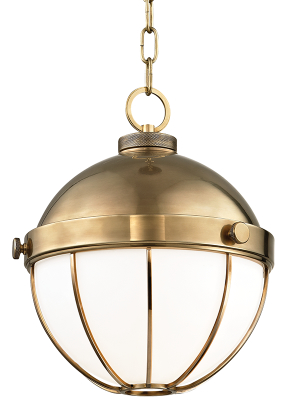 Hudson Valley Lighting Sumner Pendant - Aged Brass & Opal