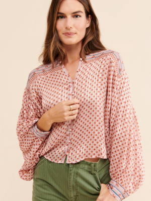 Uo Ezra Printed Button-front Blouse