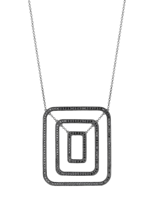 Piece Square Swing Black Diamond Necklace