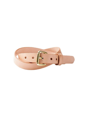 Natural Skinny Standard Belt W/ Brass Buckle