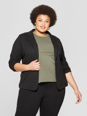 Women's Plus Size Knit Blazer - Ava & Viv™