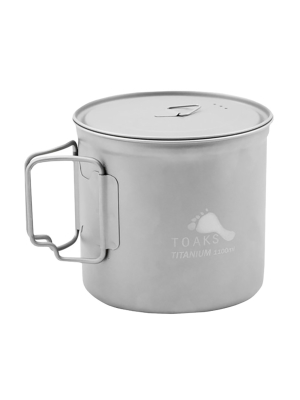 Toaks Ultralight Titanium Camping Cook Pot With Foldable Handles And Lid